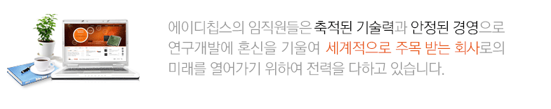 대한민국의 에이디칩스가 뜨거운 열정으로 세계반도체산업 중심이 되겠습니다.