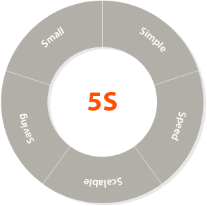 5S (Small, Simple, Speed, Scalable, Saving)